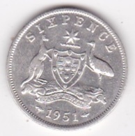 Australie 6 Pence 1951 Melbourne. George VI, En Argent . KM# 45 - Sixpence