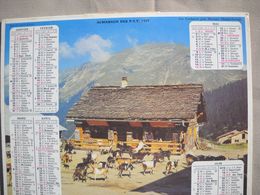 1620 Calendrier Du Facteur PTT 1977   Illustration Lindarets Près De Morzine   Chèvres, - Grossformat : 1971-80