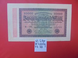 Reichsbanknote 20.000 MARK 1923 VARIANTE GITTER 6 CHIFFRES CIRCULER (B.16) - 20.000 Mark