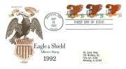 1992  Eagle And Shield $0.29 Adhesive Stamp X 3 Sc 2596, 2596, 2597 - 1991-2000