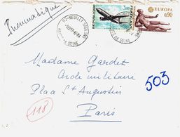 NEUILLY SABLONS Hauts De Seine Pneumatique Paris 118 Via Neuilly Ppal 3 F Airbus 90c Europa Yv 1750 1790 Ob 17 6 1974 - Lettres & Documents