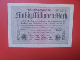 Reichsbanknote 50 MILLIONEN MARK 1923 VARIANTE PAPIER CLAIR SANS (N°)+6 CHIFFRES CIRCULER (B.16) - 50 Miljoen Mark