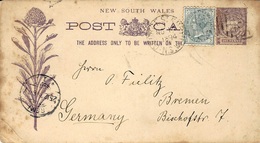 1894-POST CARD  E P 1  Penny + 1/2 Penny From N.S.W  To Germany - Lettres & Documents