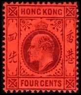 1904-1907. HONG KONG. Edward VII FOUR CENTS. Hinged. (Michel 77) - JF364483 - Unused Stamps