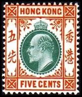 1904-1907. HONG KONG. Edward VII FIVE CENTS. Hinged. (Michel 78) - JF364485 - Unused Stamps