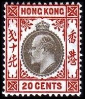 1904-1907. HONG KONG. Edward VII 20 CENTS. Hinged. (Michel 83) - JF364490 - Unused Stamps