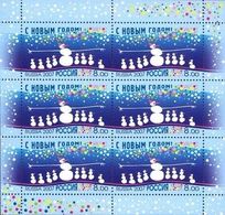 Russia 2007 Sheetlet Happy New Year Composition Seasonal Celebrations Snowman Holiday Christmas Stamps MNH Michel 1445 - Hojas Completas