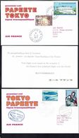 Polynésie Fr - Japon - 1973 - Deux Enveloppes Premier Vol Régulier Trans-Pacifique D'Air France Papeete Tokio Et Retour. - Briefe U. Dokumente