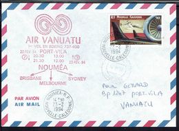Nelle - Calédonie - Air Vanuatu 1er Vol En Boeing 737 Nouméa - Brisbane - Melbourne - Sydney - Port-Villa 23-2-1994 - - Covers & Documents