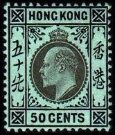 1907-1911. HONG KONG. Edward VII 50 CENTS. Hinged. (Michel 96) - JF364498 - Ongebruikt