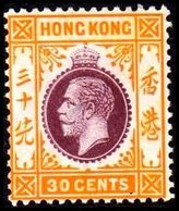 1912. HONG KONG. Georg V 30 CENTS. Hinged. (Michel 107) - JF364508 - Unused Stamps