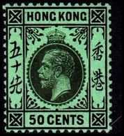 1912. HONG KONG. Georg V 50 CENTS. Reverse Green. Hinged. (Michel 108x) - JF364509 - Nuevos