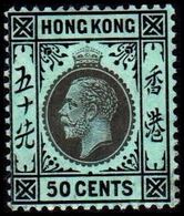 1912. HONG KONG. Georg V 50 CENTS. Reverse White. Hinged. (Michel 108y) - JF364510 - Unused Stamps