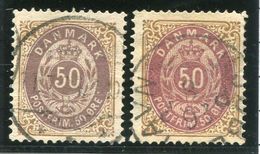 DENMARK 1875 Numeral In Oval 50 Øre Perforated 14:13½ In Two Shades Used.  Michel 30 I Y Ab,c - Gebraucht