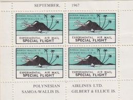 Vignette En Bloc De 4 Dentelée,Vol Spécial Expérimental Polynésie - Samoa Wallis Is., Septembre 1967 - Non Classés