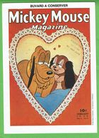 Buvard " Les Deux Chiens Dans Un Coeur "  Magazine Mickey Mouse - Enfants