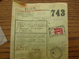 Timbre Du CHEMIN DE FER Coupé En 2 Sur 2 Documents  (colis Du Soldat En 1939-40) - Nord Belge