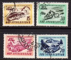 TRIESTE B 1953 CORSE AUTOMOTOCICLISTICHE RACING YUGOSLAVIA SOPRASTAMPATO JUGOSLAVIA OVERPRINTED SERIE SET USATA USED - Oblitérés