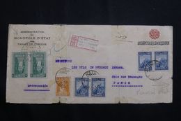 TURQUIE - Enveloppe De L'Administration De L'Etat ( Service Tabac) En Recommandé De Galata Pour Paris En 1928 -  L 64556 - Lettres & Documents