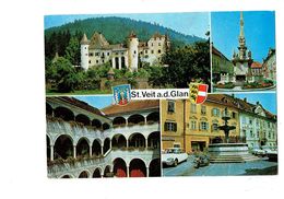 Cpm - Autriche > Carinthie Sankt Veit An Der Glan Voiture DS CITROËN Moto Blason Château Tour - St. Veit An Der Glan