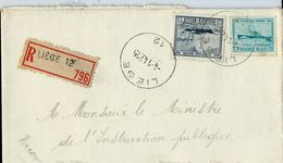 Doc. De LIEGE - 12 - Du 04/01/47 Avec N° 725 Et 727 Oostende-Dover   En Rec. (E) - Rural Post