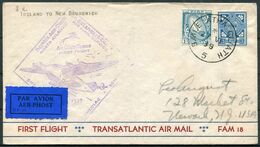 1939 Ireland Eire First Flight Cover, Transatlantic Air Mail FAM 18 - New Brunswick - Airmail