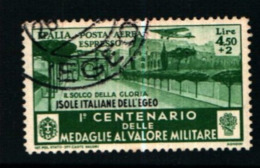 19414B) ITALIA-EGEO-Centenario Dell'istituzione Delle Medaglie Al Valor Militare - POSTA AEREA - Dicemb- 1 VALORE USATO - Egée (Lipso)