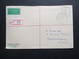 Australien 1966 Air Mail Portofrei /Service Des Postes Einschreiben Philatelic Bureau Port Moresby - Nunawading Victoria - Lettres & Documents