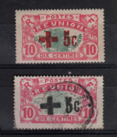 Réunion_ 2 Timb .Croix /  Rouge /noir 1915 -  N°79/80_ - Usati