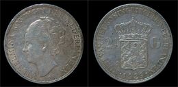 Netherlands Wilhelmina I 2 1/2 Gulden(rijksdaalder)1929 - 2 1/2 Gulden