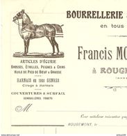 FACTURE VIERGE FRANCIS MORTEAUX ROUGEMONT DOUBS BOURRELLERIE VOITURE ÉCURIE BOTTE SURFAIX - LOGO CHEVAL - Deportes & Turismo