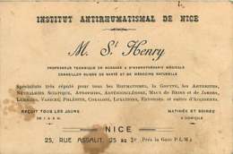 210720 - Carte De Visite Mr ST HENRY Institut Antirhumatismal De NICE 06 25 Rue Assalit - Santé Médecine - Health, Hospitals