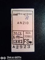 BIGLIETTO - TICKET F.S. - FERROVIE DELLO STATO -  CAMPOLEONE  ANZIO  3a CL 1955 - Europa