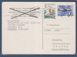 Carte 2 Timbres De Hongrie 9.VI.1986 Vers Grenoble CNRS - Covers & Documents