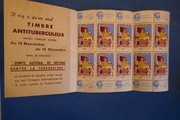 D46 FRANCE CARNET DEPISTAGE TUBERCULOSE 1949 10 TIMBRES - Autres & Non Classés