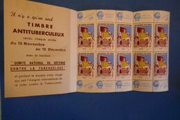 D46 FRANCE CARNET DEPISTAGE TUBERCULOSE 1949 10 TIMBRES - Other & Unclassified