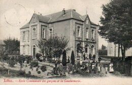 Libin  Ecole Communale Des Garçons Et La Gendarmerie Animée Circulé En 1909* - Libin