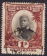 Toga Tonga 1921 KGV 1/-d Black & Red Brown Used Upright Wmk SG 63b ( L612 ) - Tonga (...-1970)