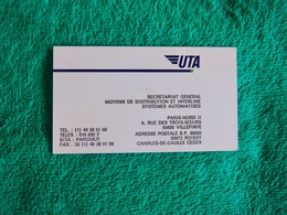 Carte De Visite U.T.A. French AIRLINES - Articles De Papeterie