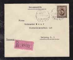 Egypt 1934 Registered Cover CAIRO To LEIPZIG Germany 40M - Briefe U. Dokumente