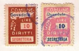 COMUNE DI DOVADOLA  - MARCA COMUNALE L. 10 - Due Marche Di Tipo Diverso - Revenue Stamps