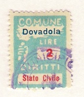 COMUNE DI DOVADOLA  - MARCA COMUNALE L. 2 - Revenue Stamps