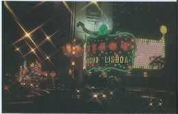 MACAU THE CASINO LISBOA AT NIGHT, YEAR 80'S POSTCARD (TOURISM AGENCY EDITION) - Macau