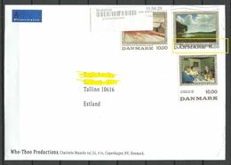 DENMARK Dänemark 2020 Cover To Estonia PORTO KONTROLLERET Kunst Art Mi 933 & 1045 & 1139 - Lettere