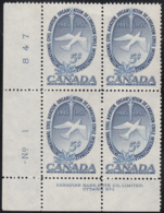 Canada 1955 MH Sc #354 5c Int'l Civil Aviation Org. Plate #1 LL - Plate Number & Inscriptions