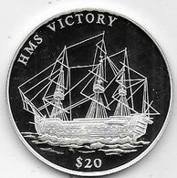 Libéria - 20 Dollars Bateau H.M.S. Victory En Argent - Liberia