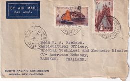 NOUVELLE-CALEDONIE 1951 PLI AERIEN LETTRE DE NOUMEA POUR BANGKOK - Lettres & Documents