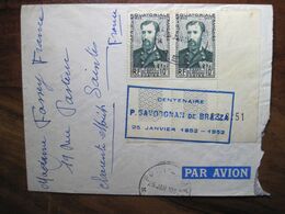 TCHAD 1952 Centenaire De Brazza Fort LAMY France Saintes Bloc Sur Lettre Enveloppe Cover Colonie AEF - Covers & Documents