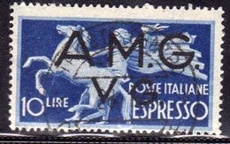 VENEZIA GIULIA 1946 TRIESTE AMGVG AMG VG ESPRESSO SPECIAL DELIVERY LIRE 10 USATO USED OBLITERE' - Oblitérés