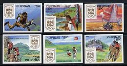 Philippines 1988, Sport, Diving, Turtle, Fishing, Shipping, Climbing, Golf, Cycling, 6val IMPERFORATED - Immersione